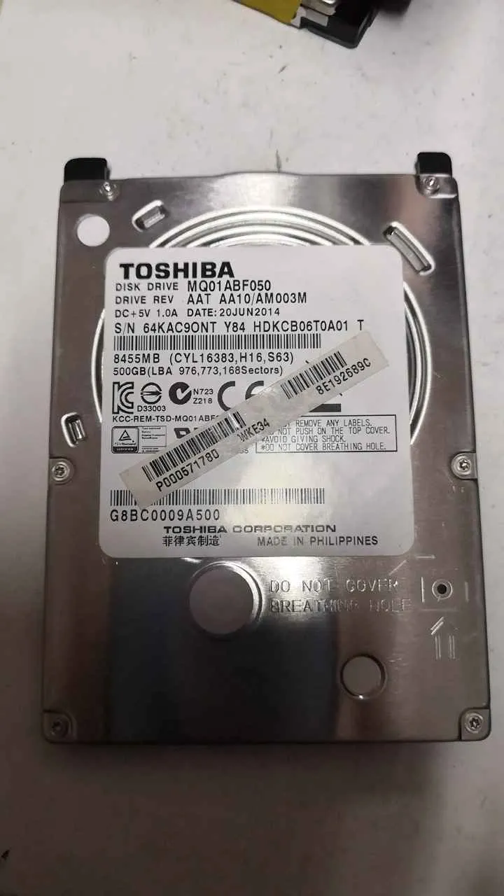 Toshiba MQ01ABF050 S/N 64KAC9ONTY84