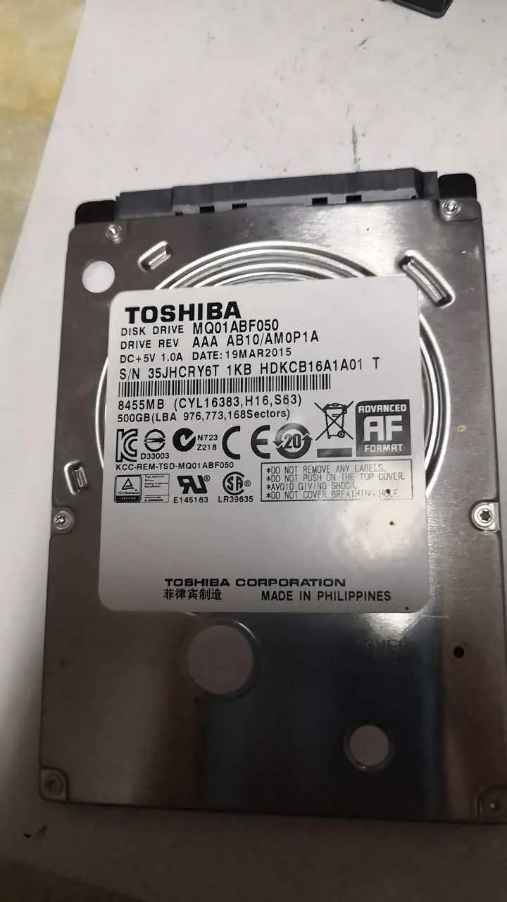 Toshiba MQ01ABF050 S/N 35JHCRY6T1KB