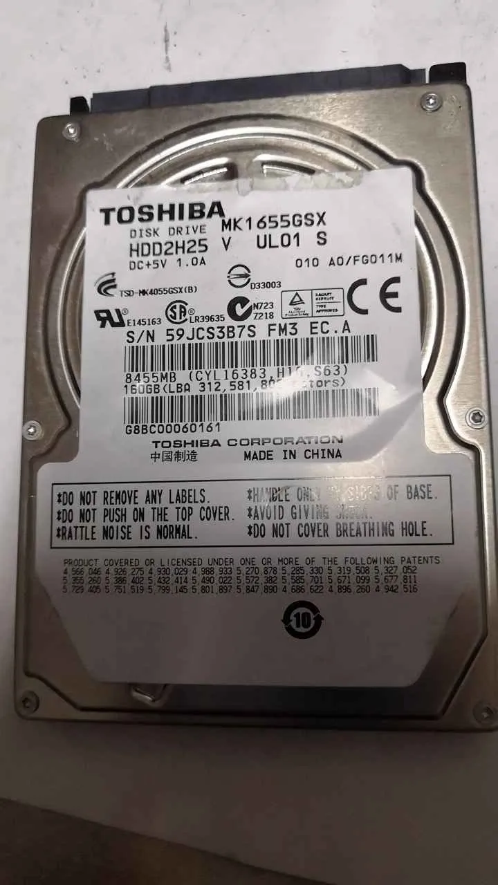 Toshiba MK1655GSX S/N 59JCS3B7SFM3