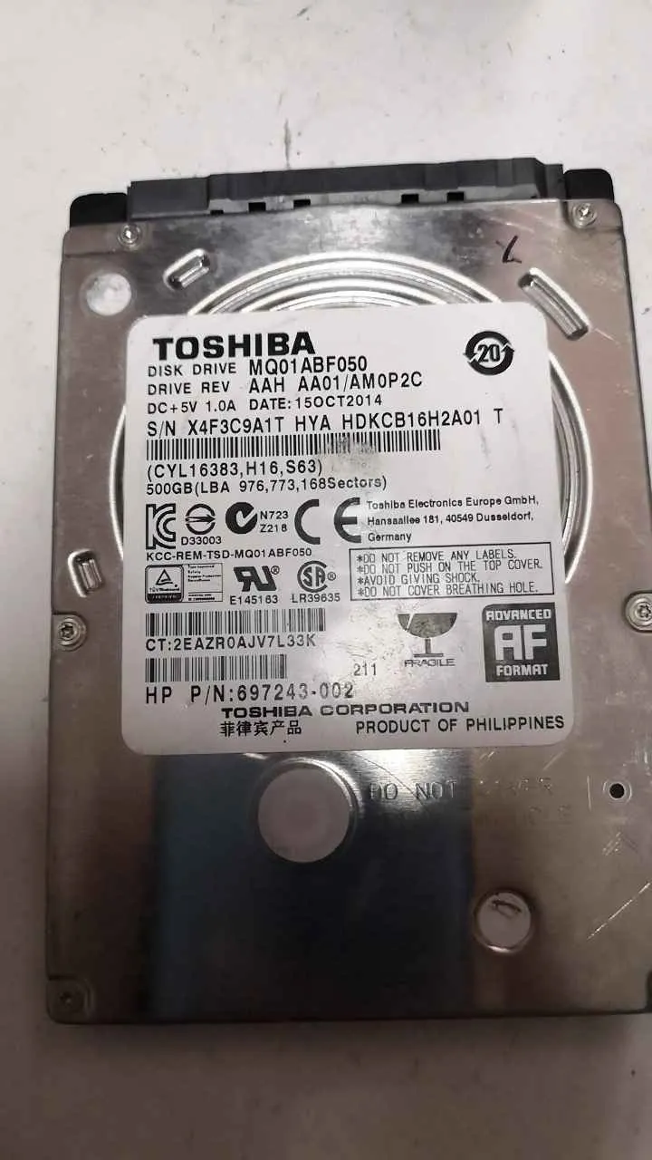 Toshiba MQ01ABF050 S/N X4F3C9A1THYA