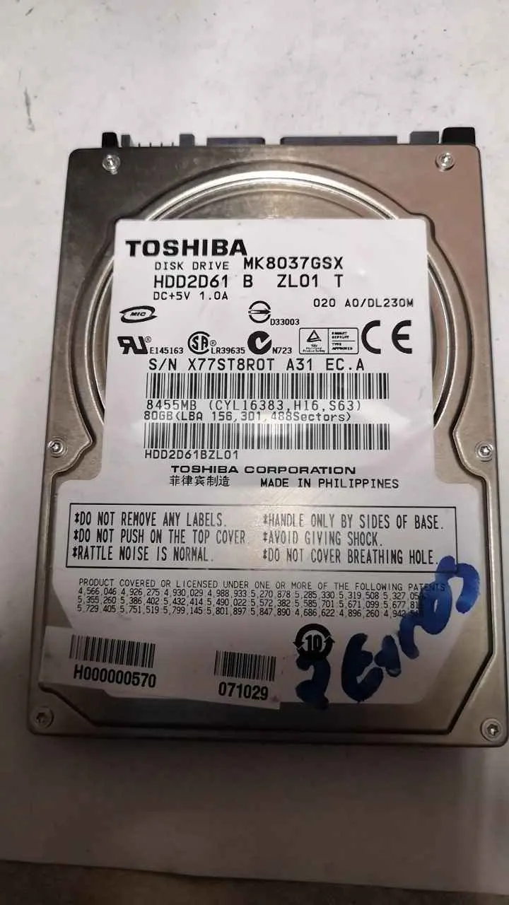 Toshiba MK8037GSX S/N X77ST8R0TA31
