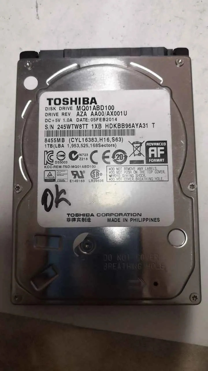 Toshiba MQ01ABD100 S/N Z2K3C6FZTMU6