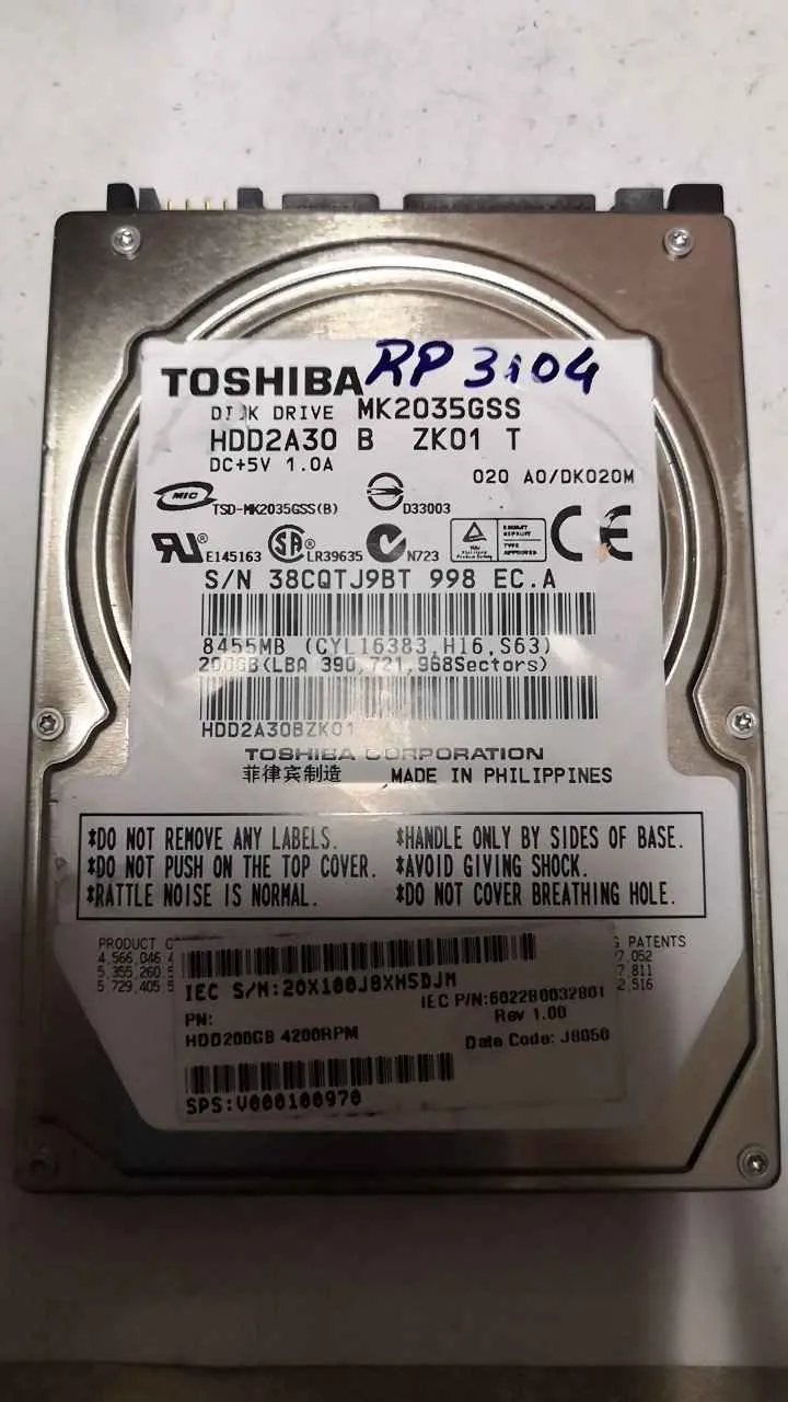 Toshiba MK2035GSS S/N 38CQTJ9BT998
