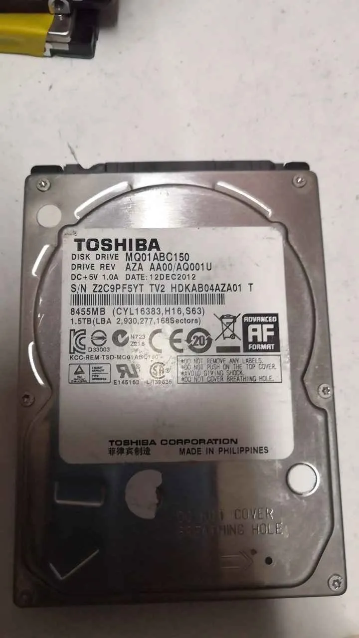 Toshiba MQ01ABC150 S/N Z2C9PF5YTTV2