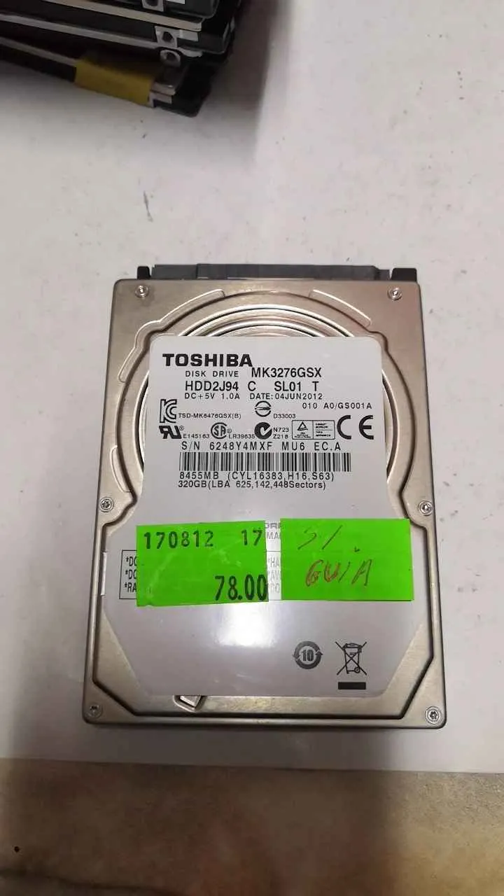 Toshiba MK3276GSX S/N 6248Y4MXFMU6