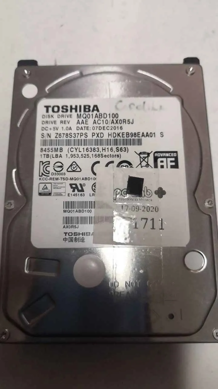 Toshiba MQ01ABD100 S/N Z678S37PSPXD