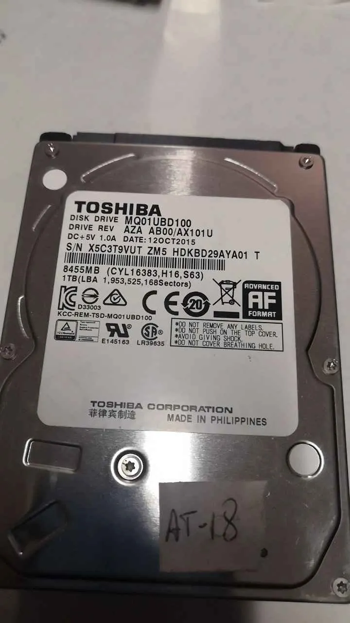 Toshiba M01UBD100 S/N X5C3T9VUTZM5