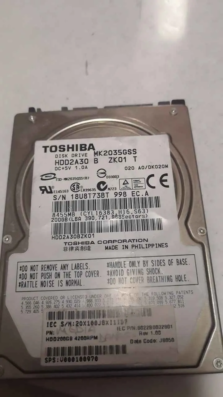 Toshiba MK2035GSS S/N 18U8T73BT998