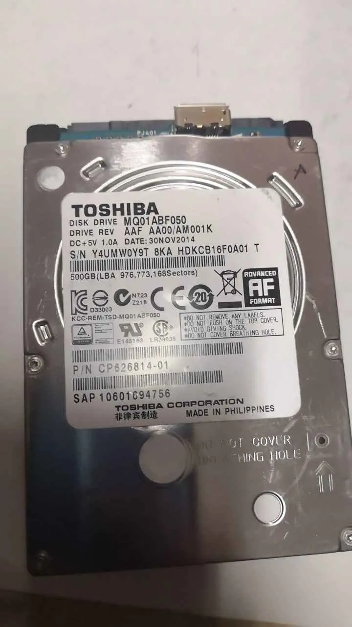 Toshiba MQ01ABF050 S/N Y4UMW0Y9T8KA