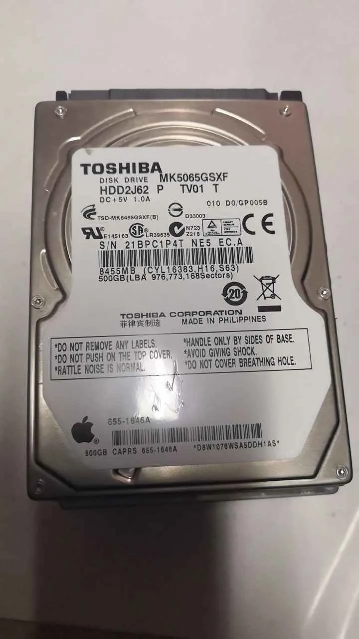 Toshiba MK5065GSXF S/N 21BPC1P4TNE5