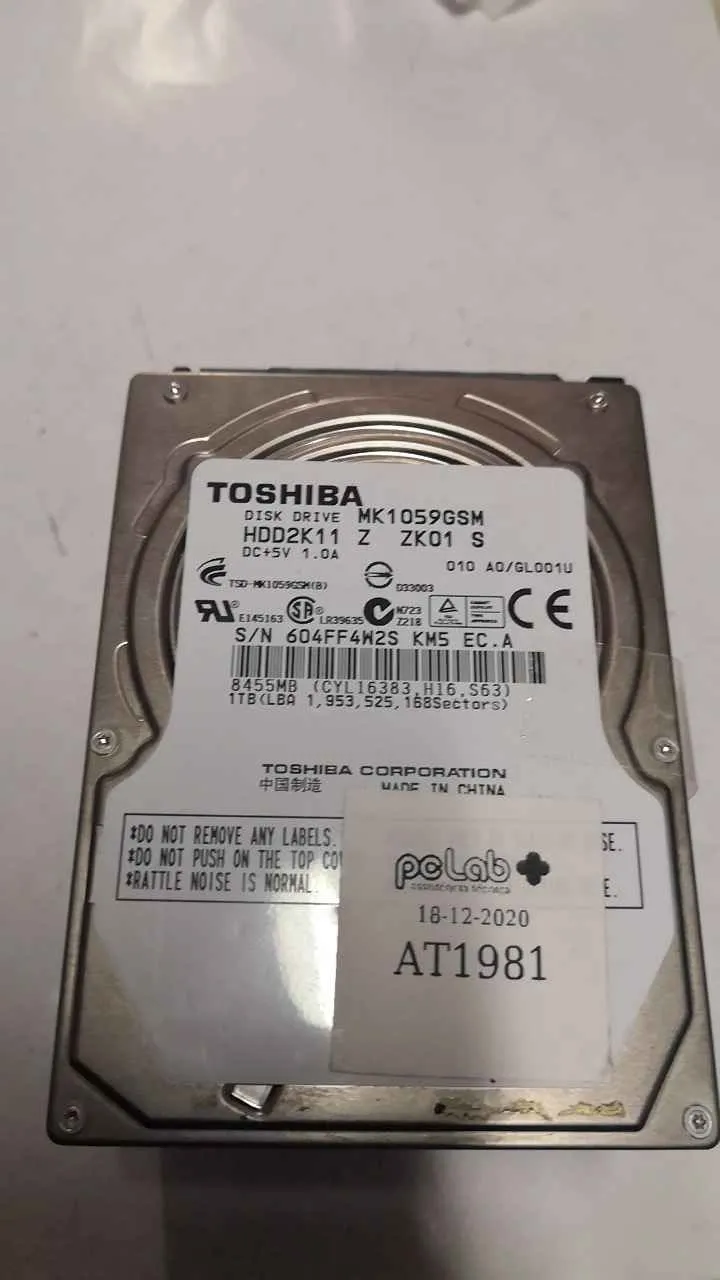 Toshiba MK1059GSM S/N 604FF4W2SKM5