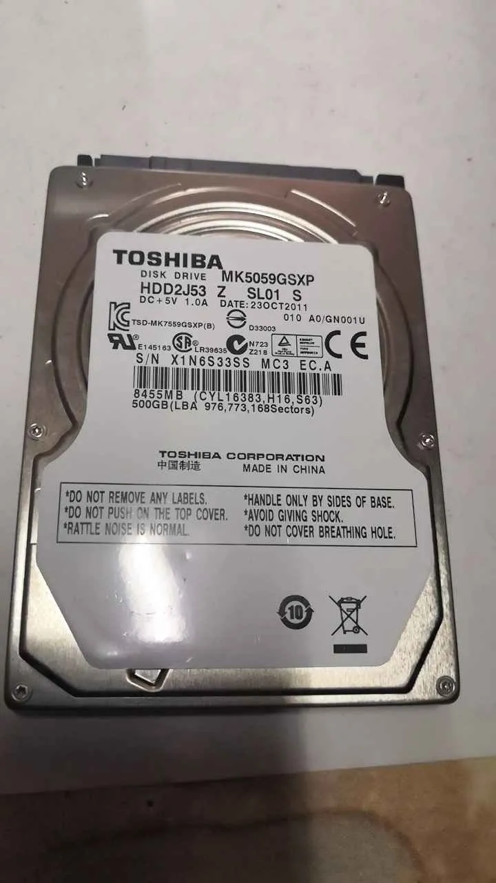 Toshiba MK5059GSXP S/N X1N6S33SSMC3