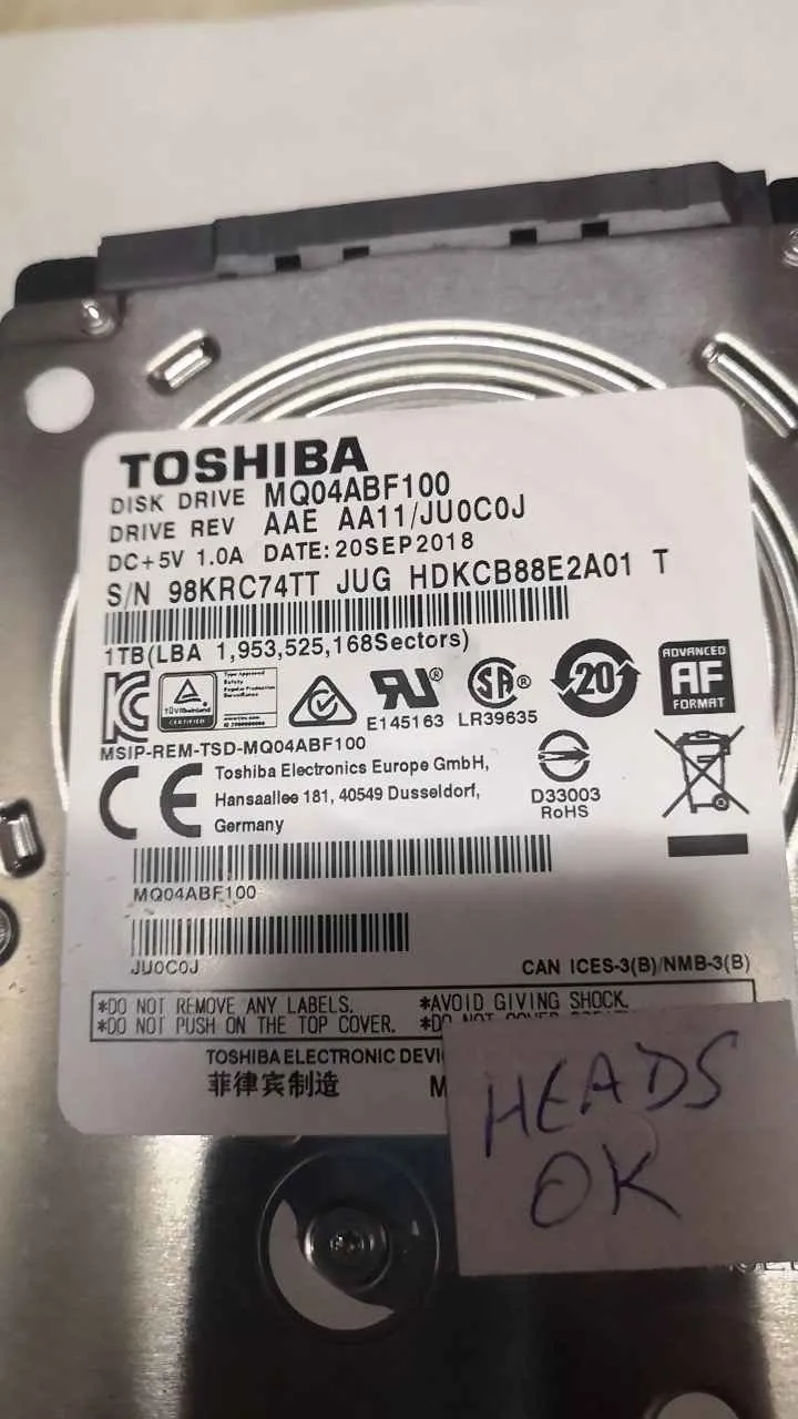 Toshiba MQ04ABF100 S/N 98KRC74TTJUG