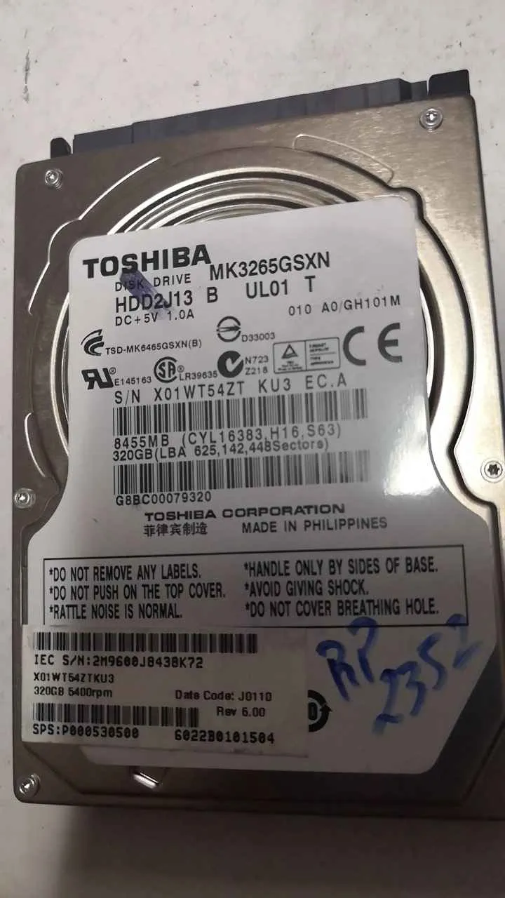 Toshiba MK3265GSXN S/N X01WT54ZTKU3