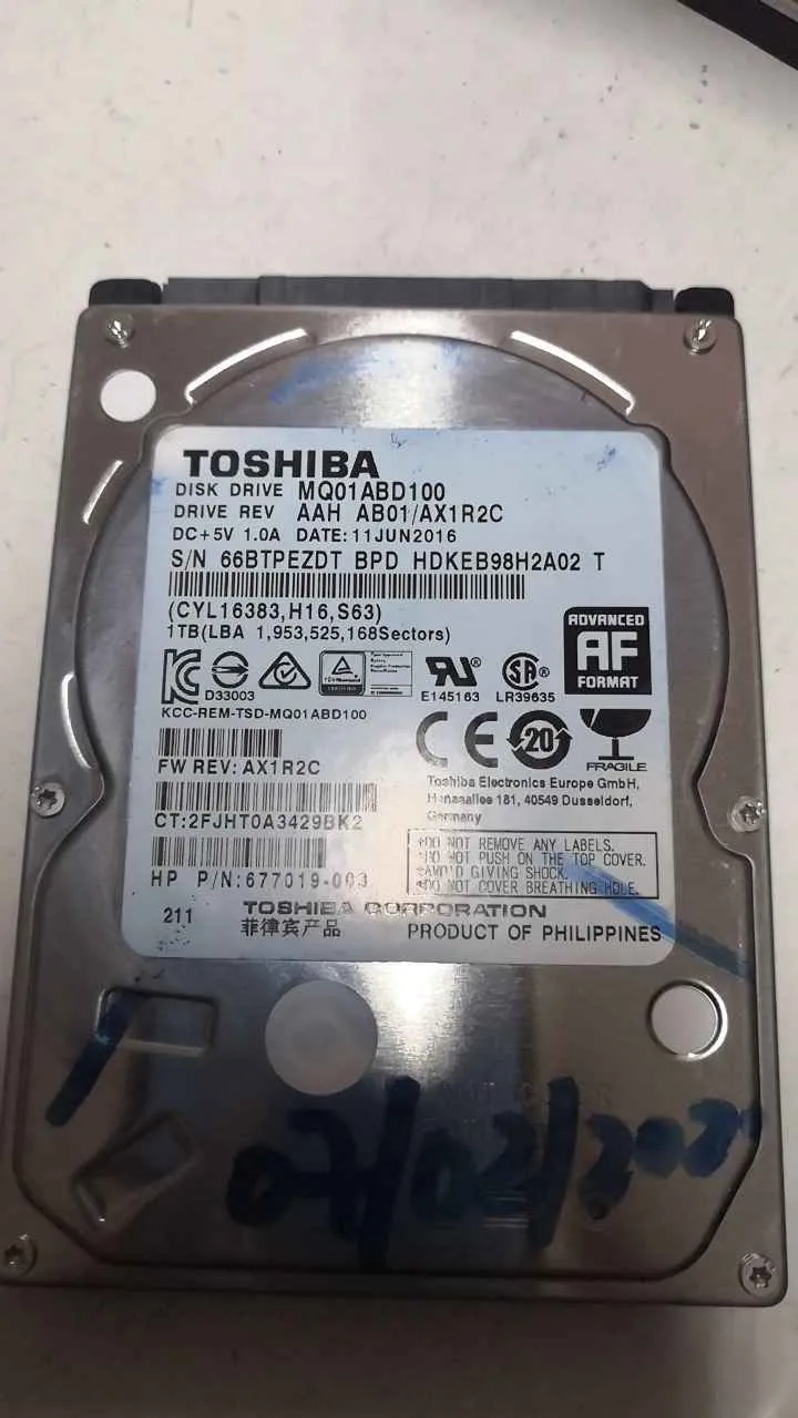 Toshiba MQ01ABD100 S/N 66BTPEZDTBPD