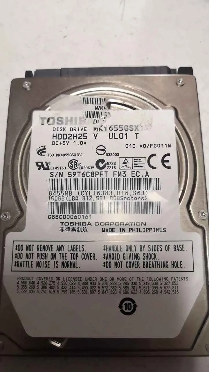 Toshiba MK1655GSX S/N 59T6C8PFTFM3