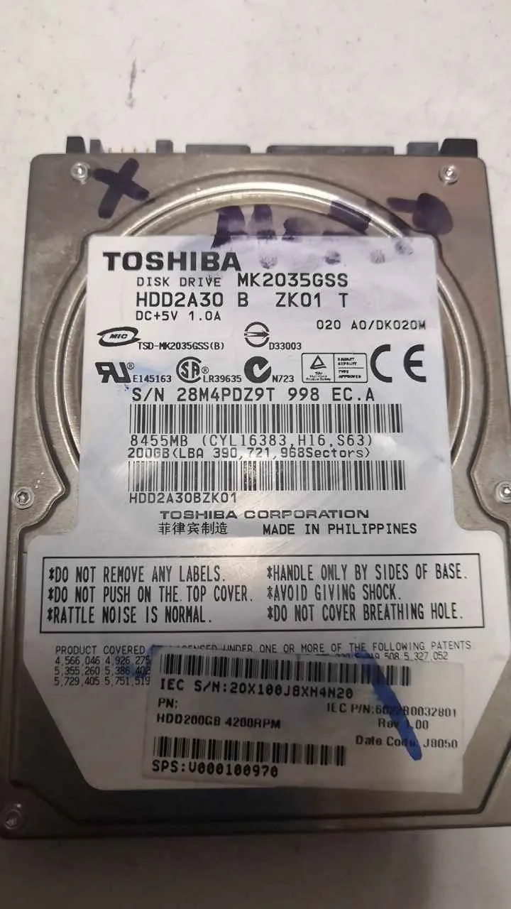 Toshiba MK2035GSS S/N 28M4PDZ9T998