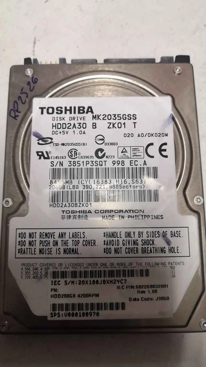 Toshiba MK2035GSS S/N 3851P3SQT998