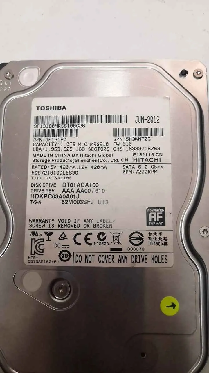 Toshiba DT01ACA100 S/N 5H3WN7ZG