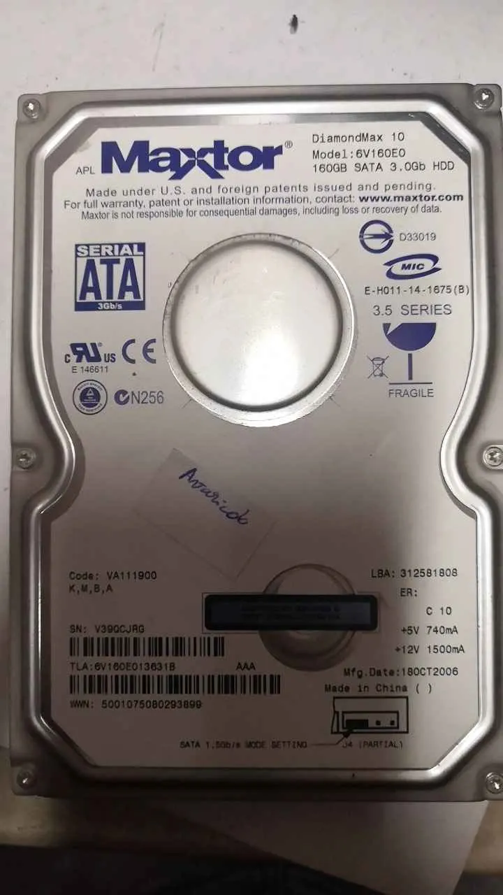 Maxtor 6V160EO S/N V39QCJRG