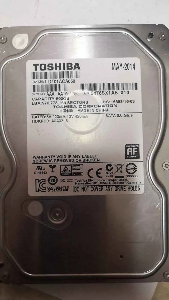 Toshiba DT01ACA050 S/N 54T6SX1ASX13