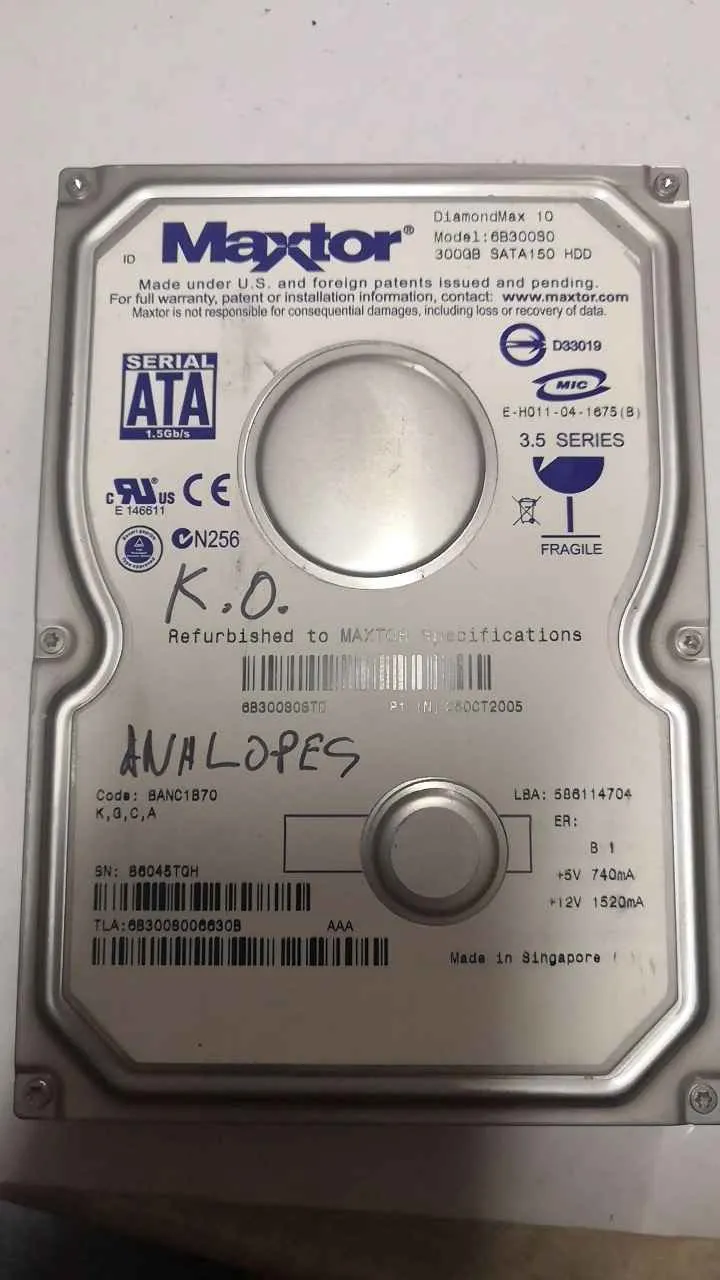 Maxtor 6B300S0 S/N B6045TQH