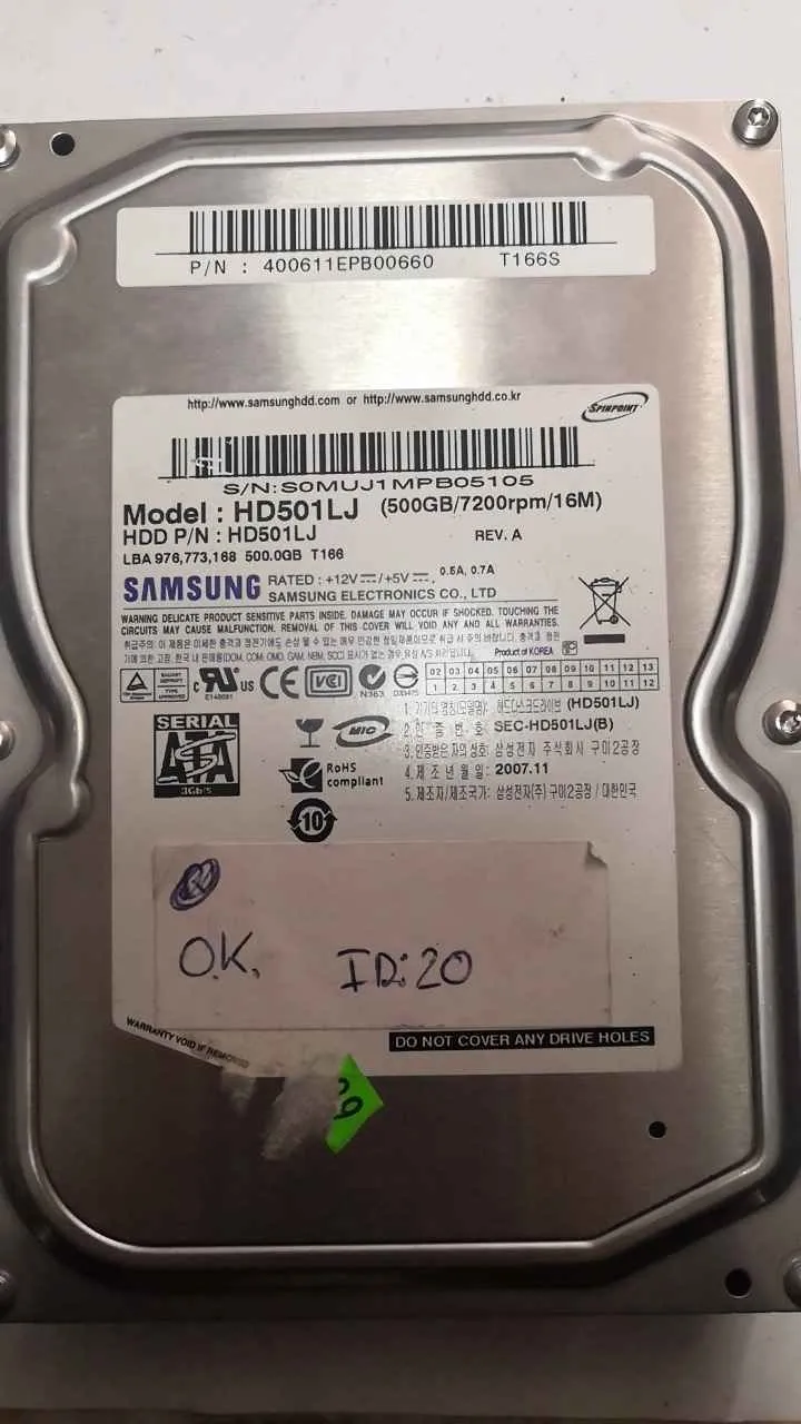 Samsung HD501LJ S/N S0MUJ1MPB05105