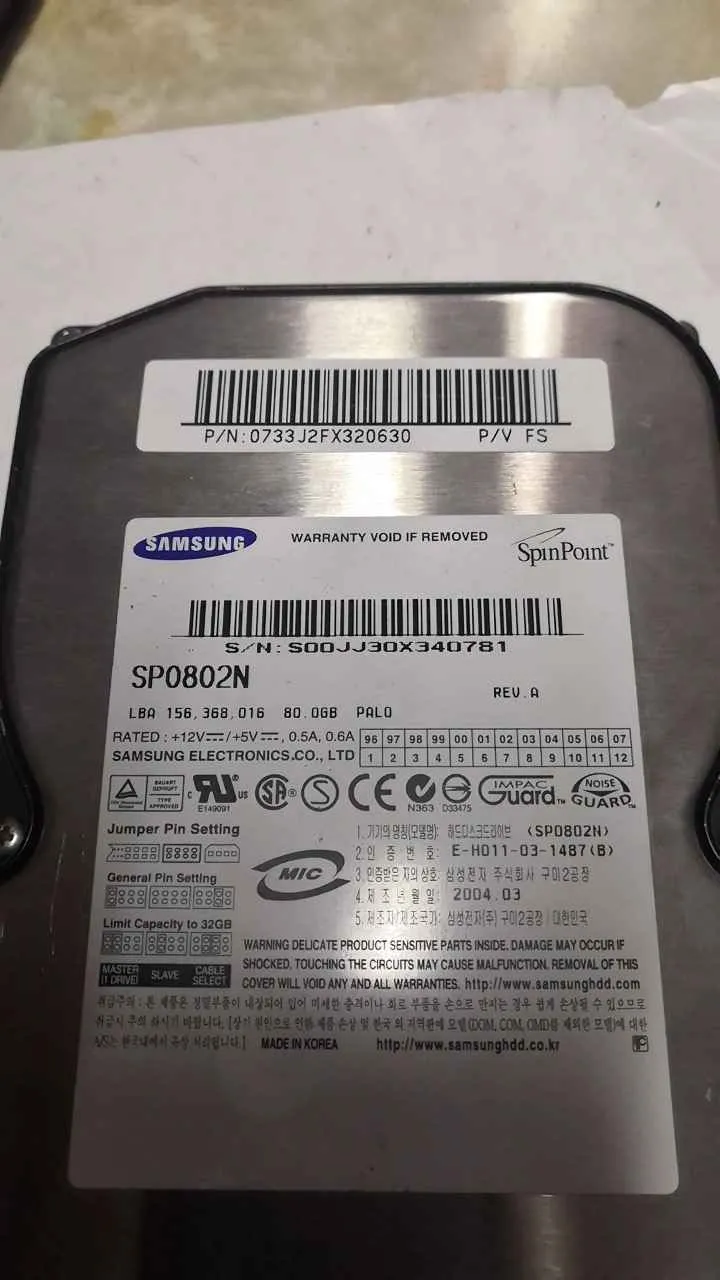 Samsung SP0802N S/N S00JJ30X340781