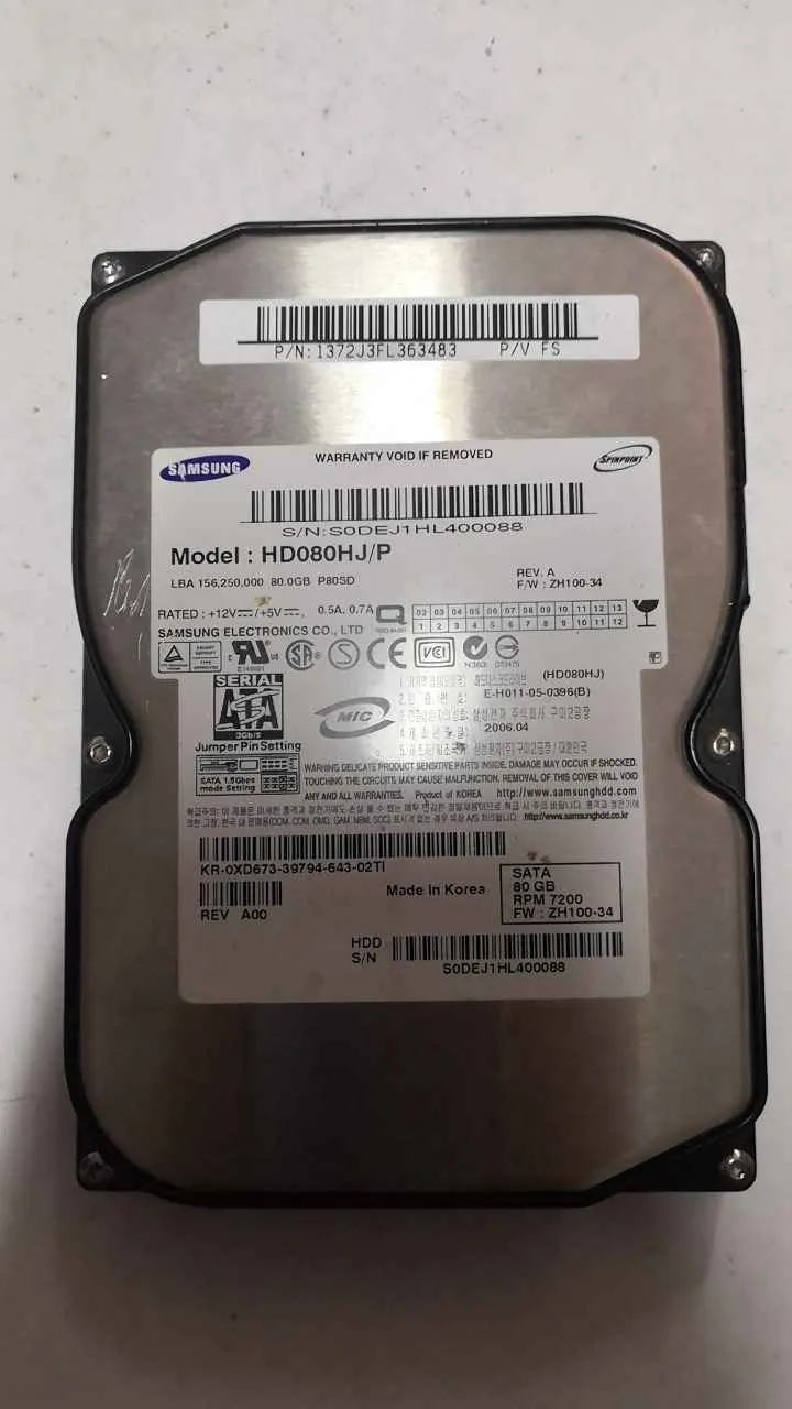Samsung HD080HJ S/N S0DEJ1HL400088