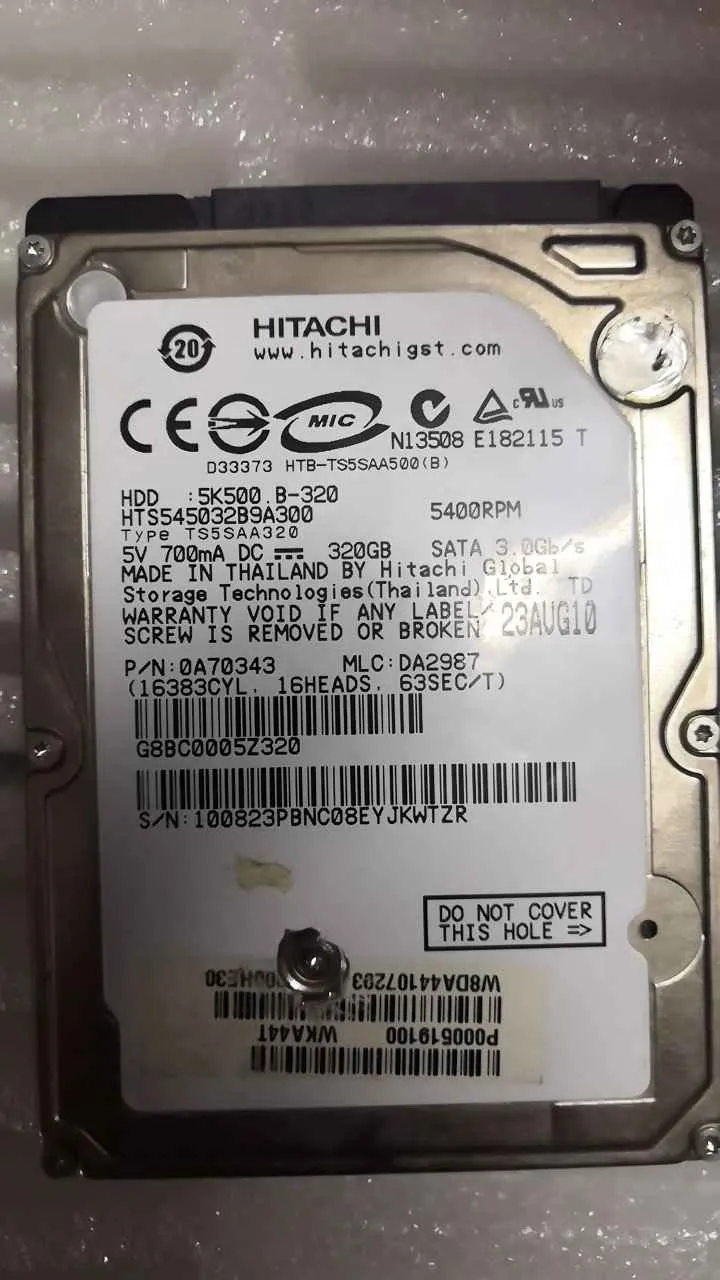 Hitachi HTS545032B9A300 S/N 100823PBNC08EYJKWTZR