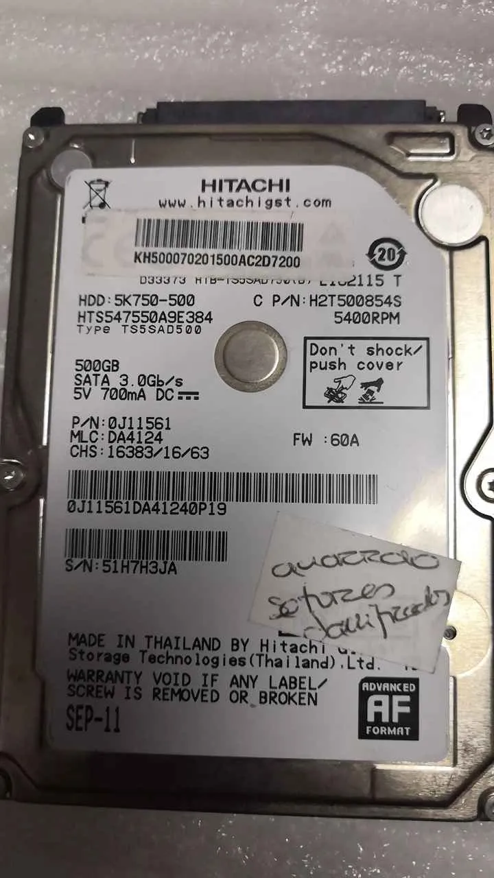 Hitachi HTS547550A9E384 S/N 51H7H3JA
