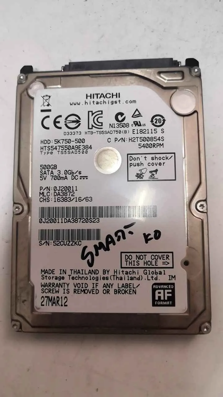 Hitachi HTS547550A9E384 S/N 52CUZZKC