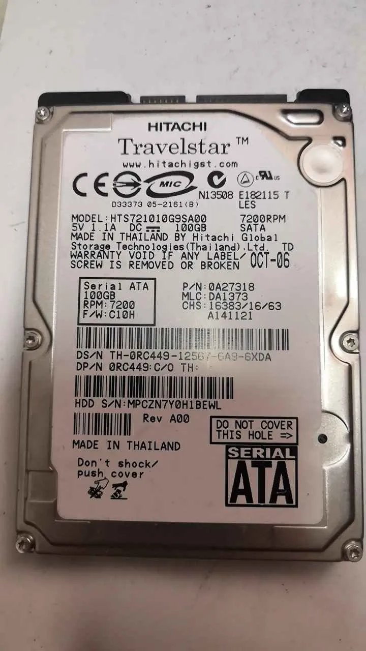 Hitachi HTS721010G9SA00 S/N MPCZN7Y0H1BEWL