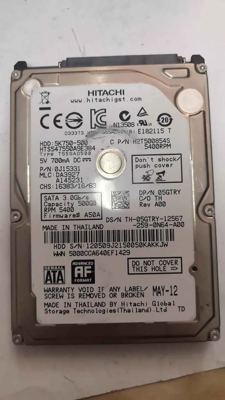 Hitachi HTS547550A9E384 S/N 120509J2150050KAKKJW