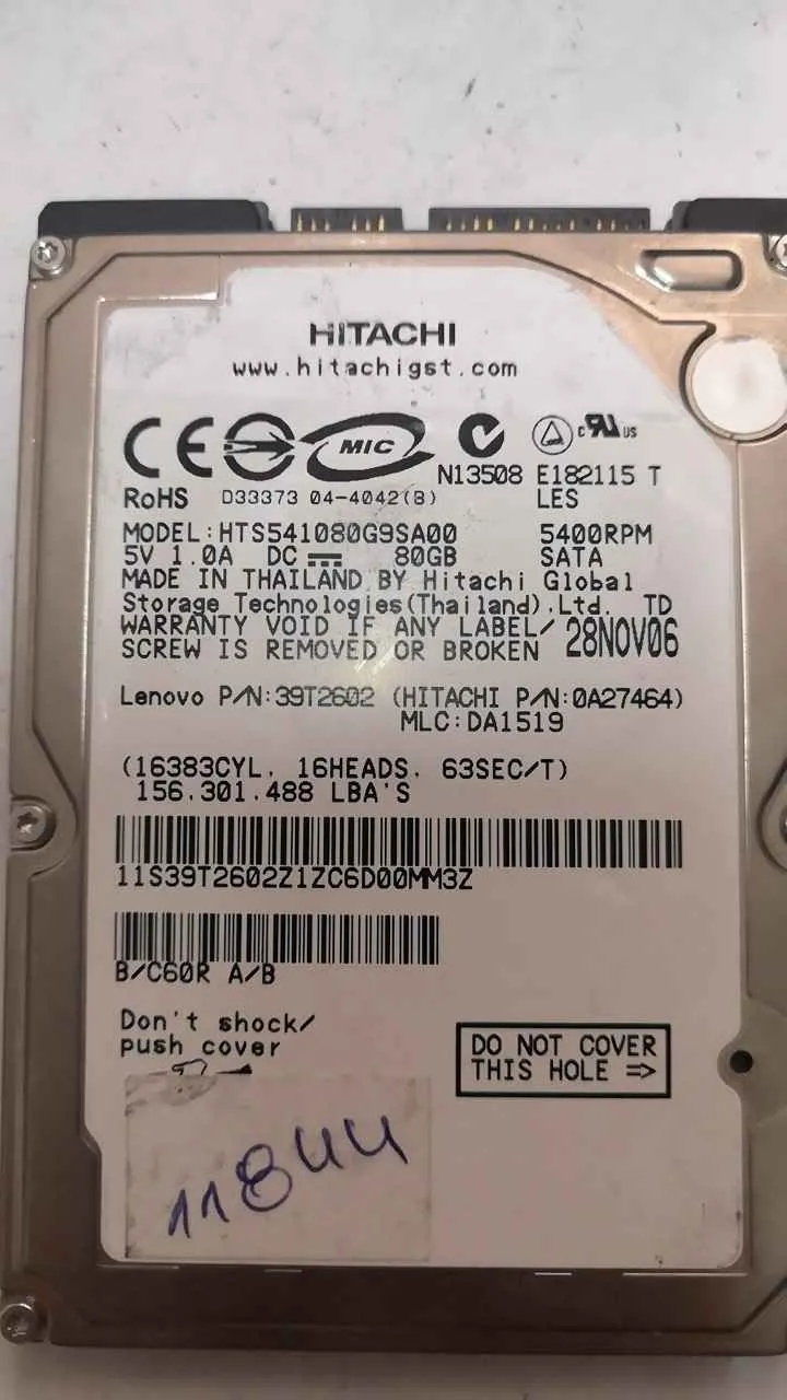 Hitachi HTA541080G9SA00 S/N 11S39T2602Z1ZC6D00MM3Z