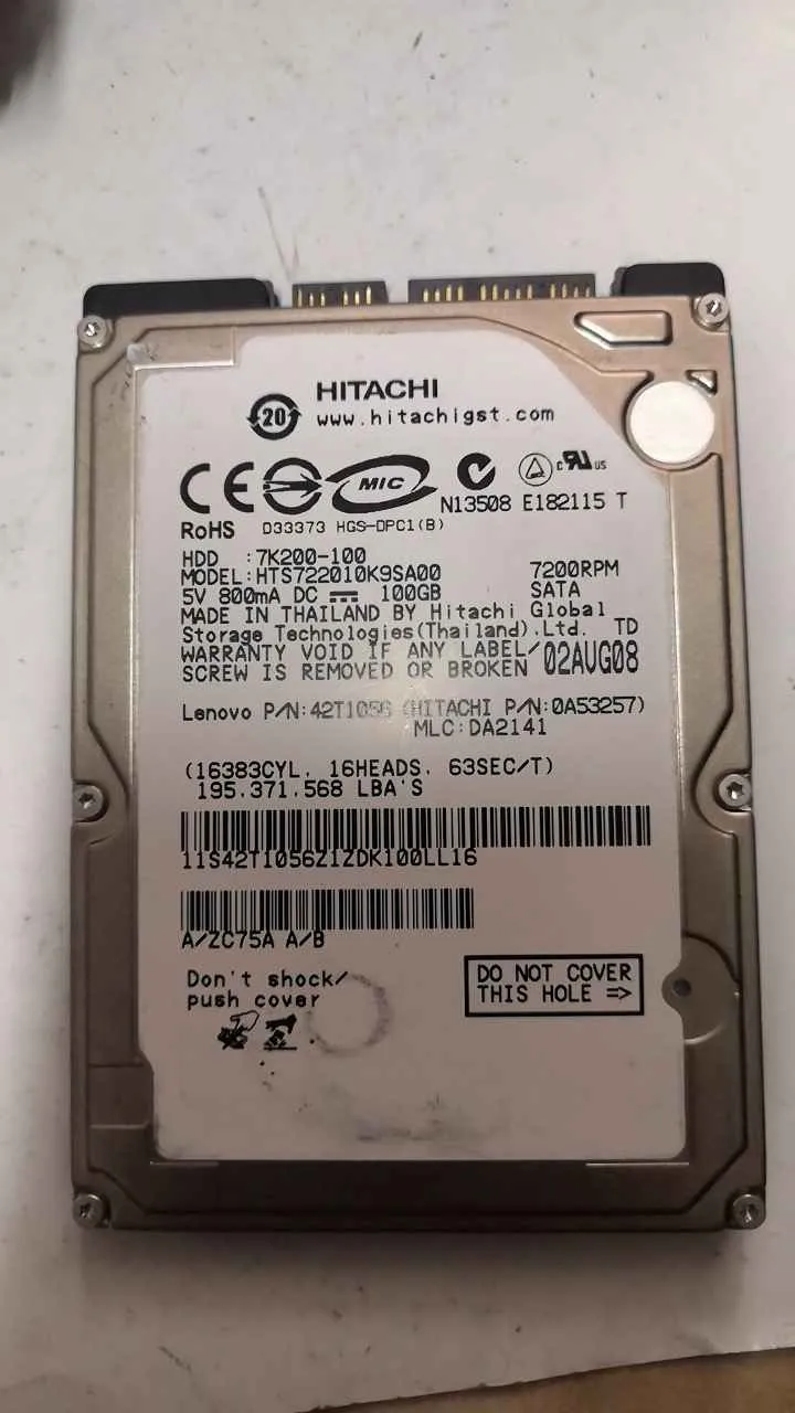 Hitachi HTS722010K9SA00 S/N 11S42T1056Z1ZDK100LL16