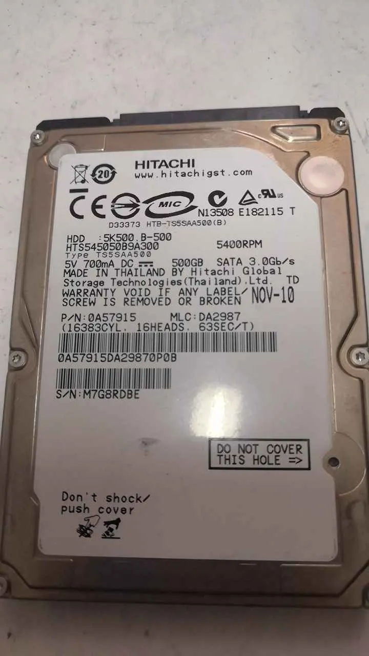 Hitachi HTS545050B9A300 S/N M7G8RDBE