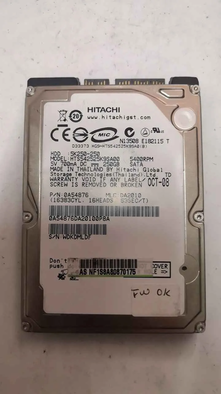 Hitachi HTS542525K9SA00 S/N WDKDMLDF