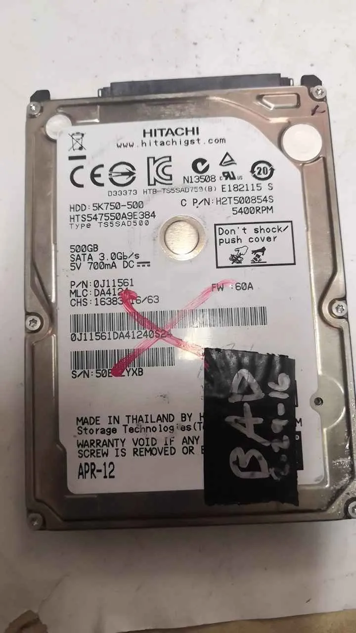Hitachi HTS547550A9E384 S/N 0J11561DA41240S24