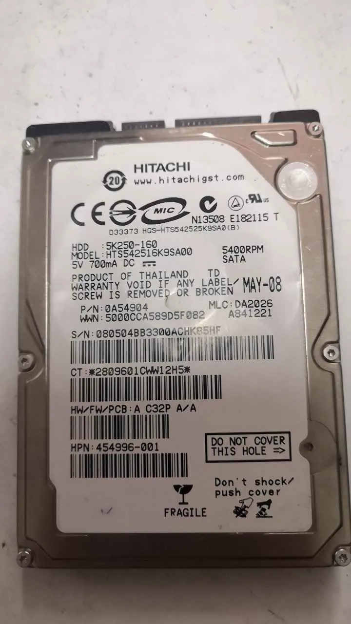 Hitachi HTA542516K9SA00 S/N 080504BB3300ACHK85HF