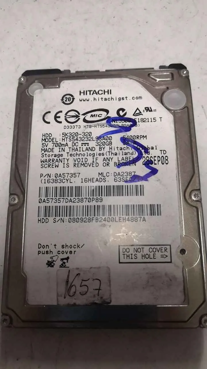 Hitachi HTS543232L9SA00 S/N 080928FB2400LEH4887A