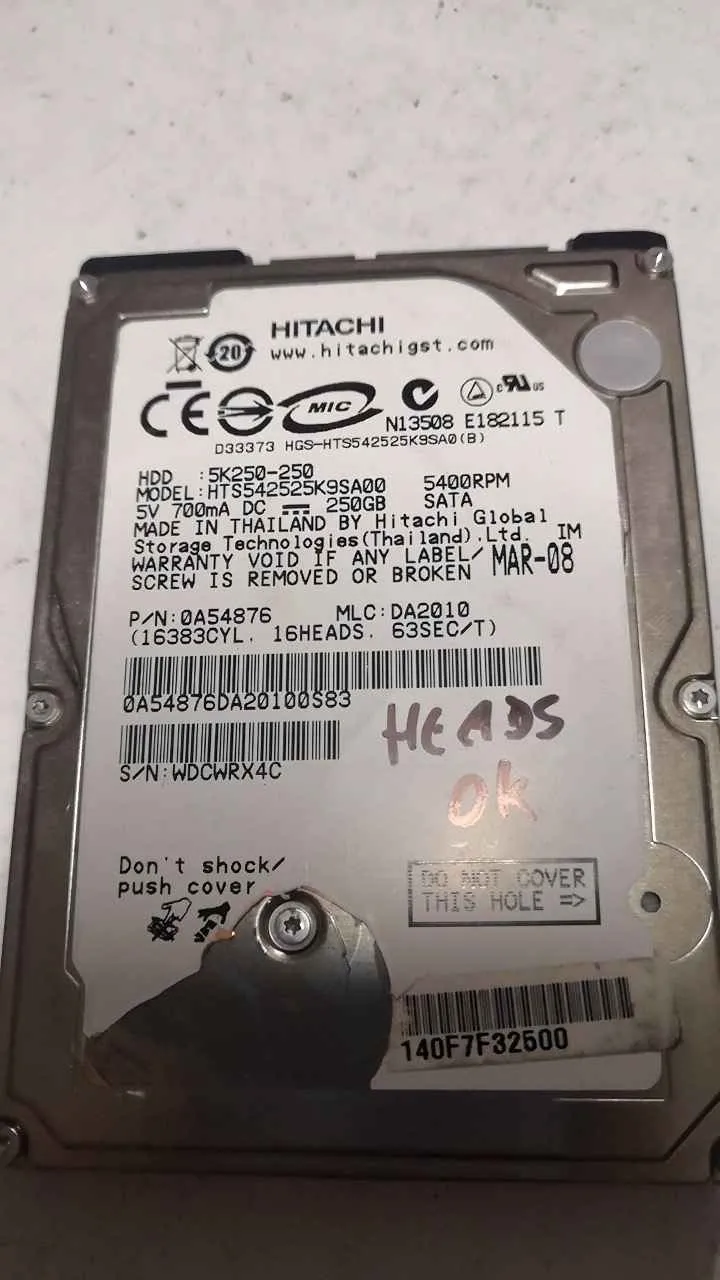 Hitachi HTS542525K9SA00 S/N WDCWRX4C