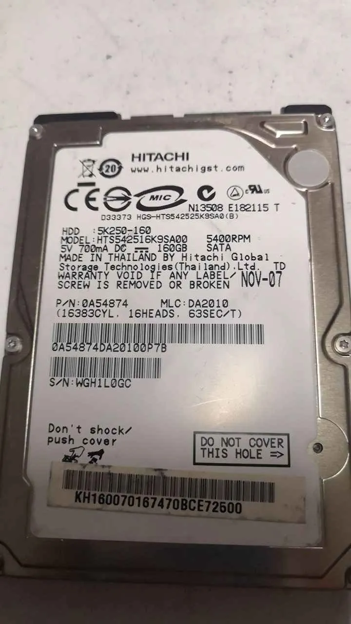 Hitachi HTS542516K9SA00 S/N WGH1L0GC