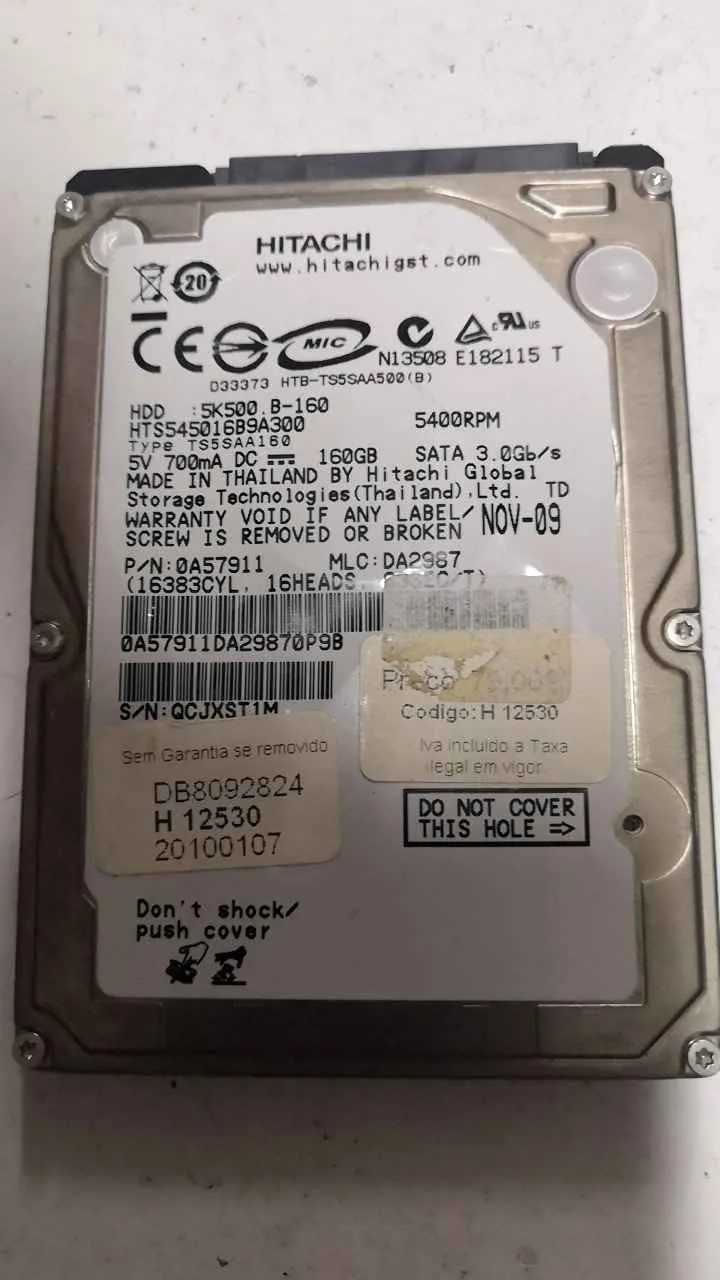 Hitachi HTS545016B9A300 S/N QCJXST1M