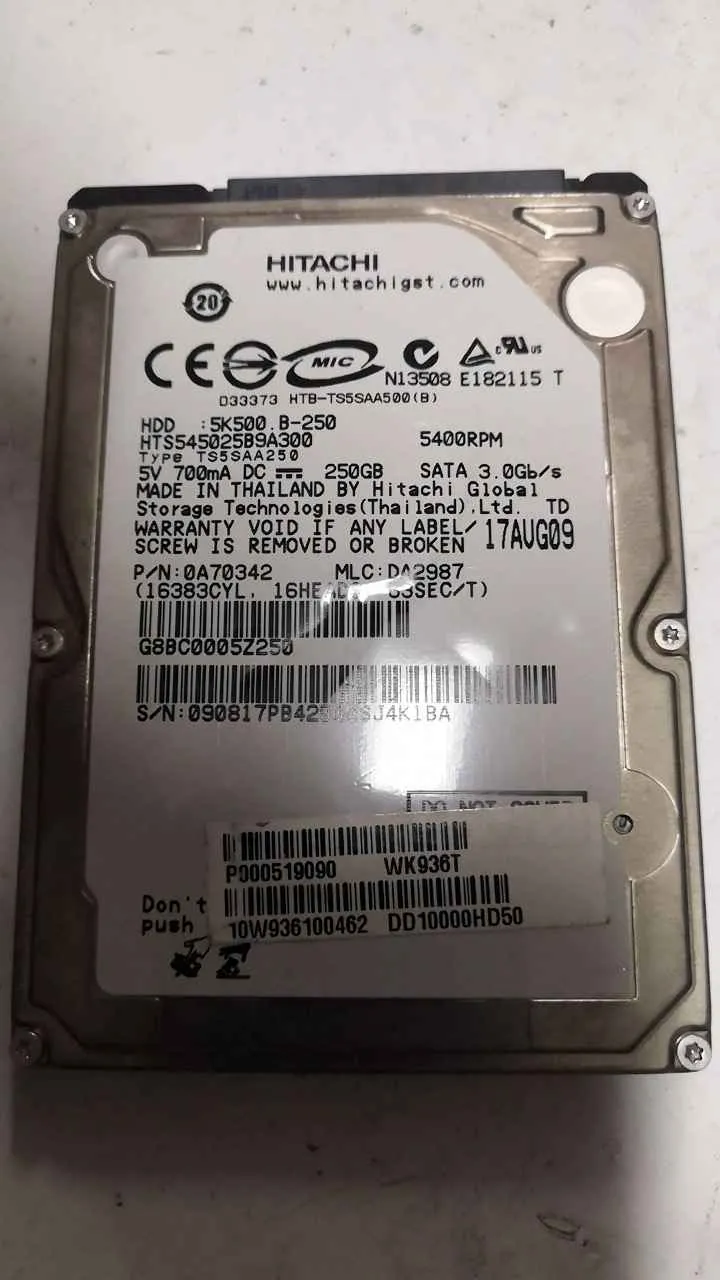 Hitachi HTS545025B9A300 S/N 090817PB4200QSJ4K1BA