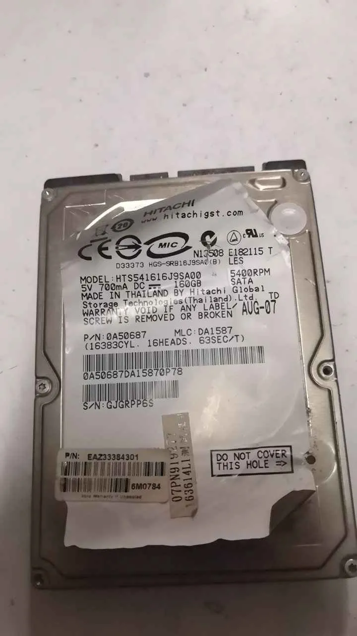 Hitachi HTS541616J9SA00 S/N SJJJ1BSE