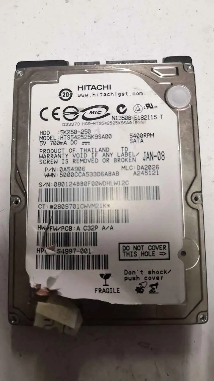 Hitachi HTA542525K9SA00 S/N 080124BB0F00WDHLW12C