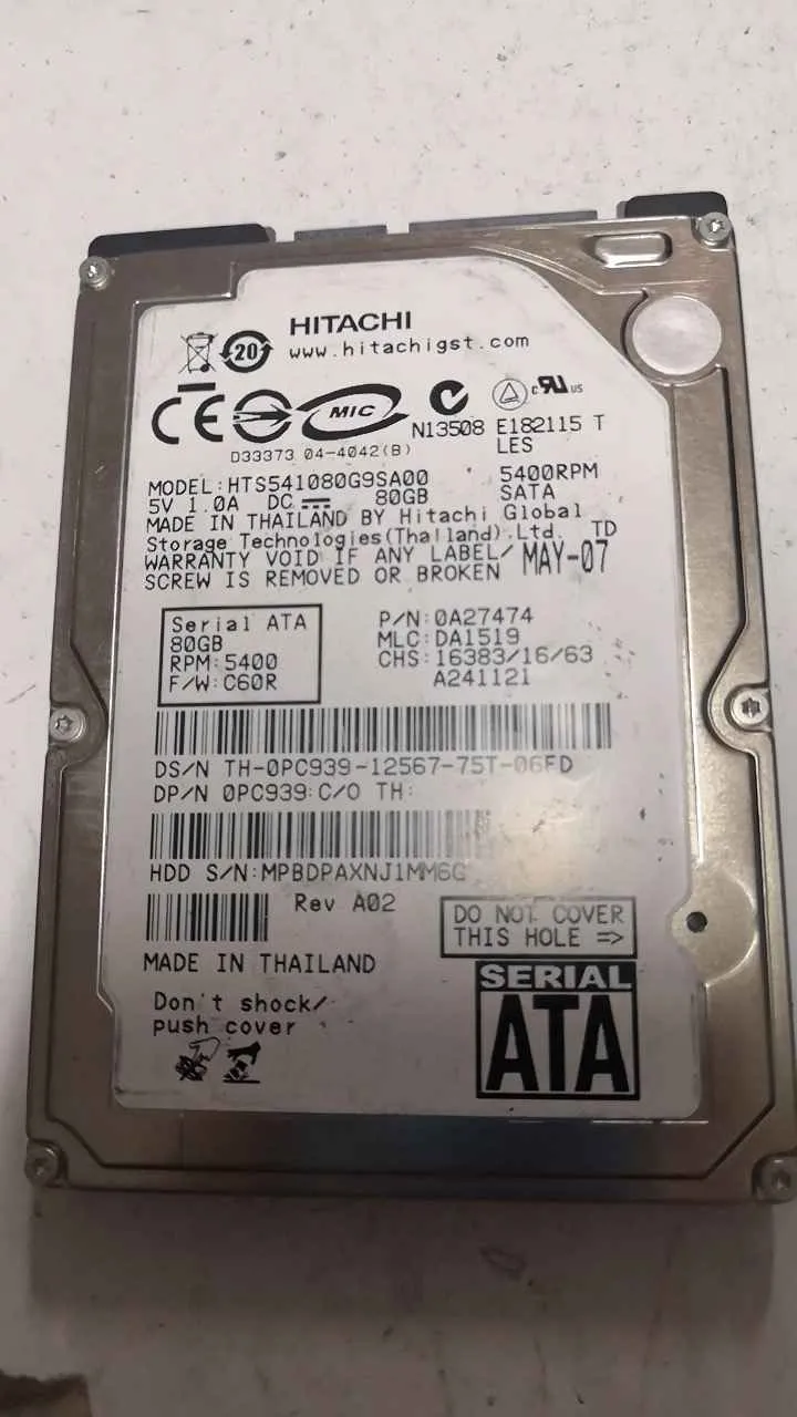 Hitachi HTA541080G9SAD0 S/N MPBDPAXNJ1MM6G