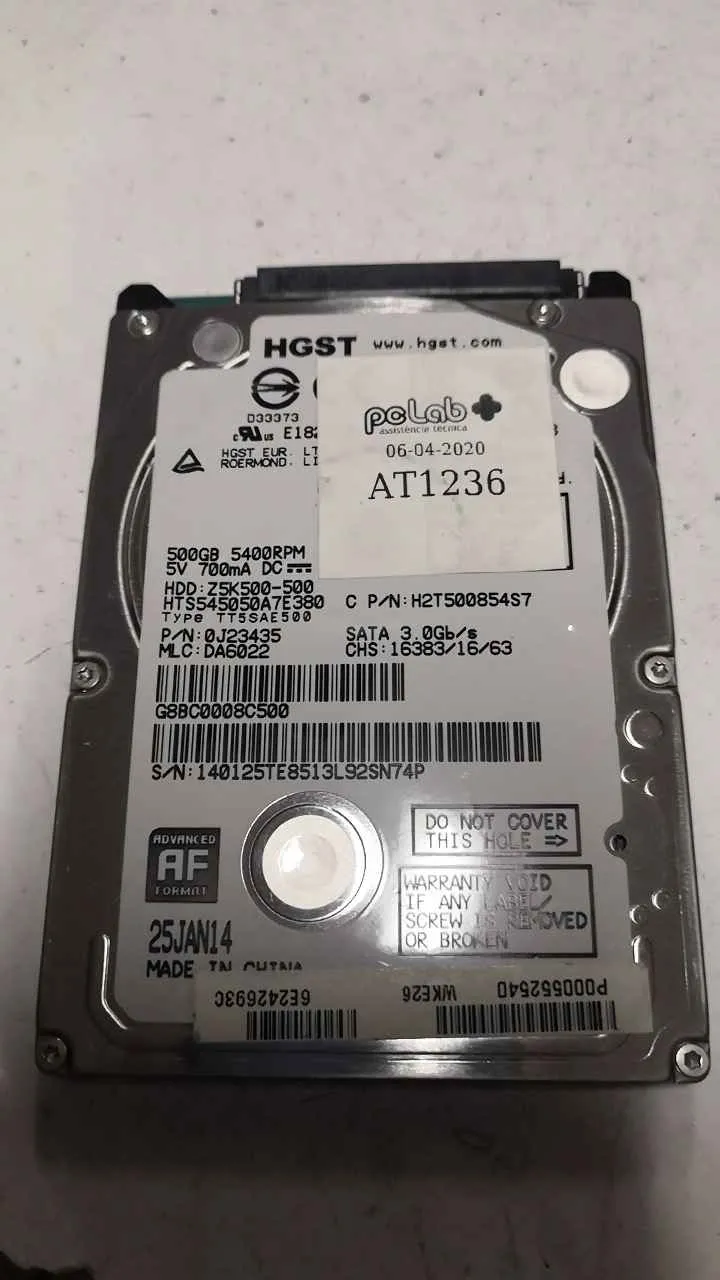 Hitachi HTS545050A7E380 S/N 140125TE8513L92SN74P