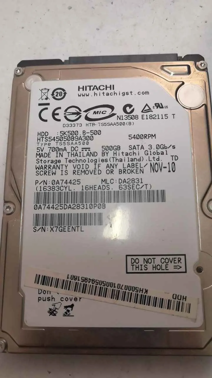 Hitachi HTA545059B9A300 S/N X7GEENTL